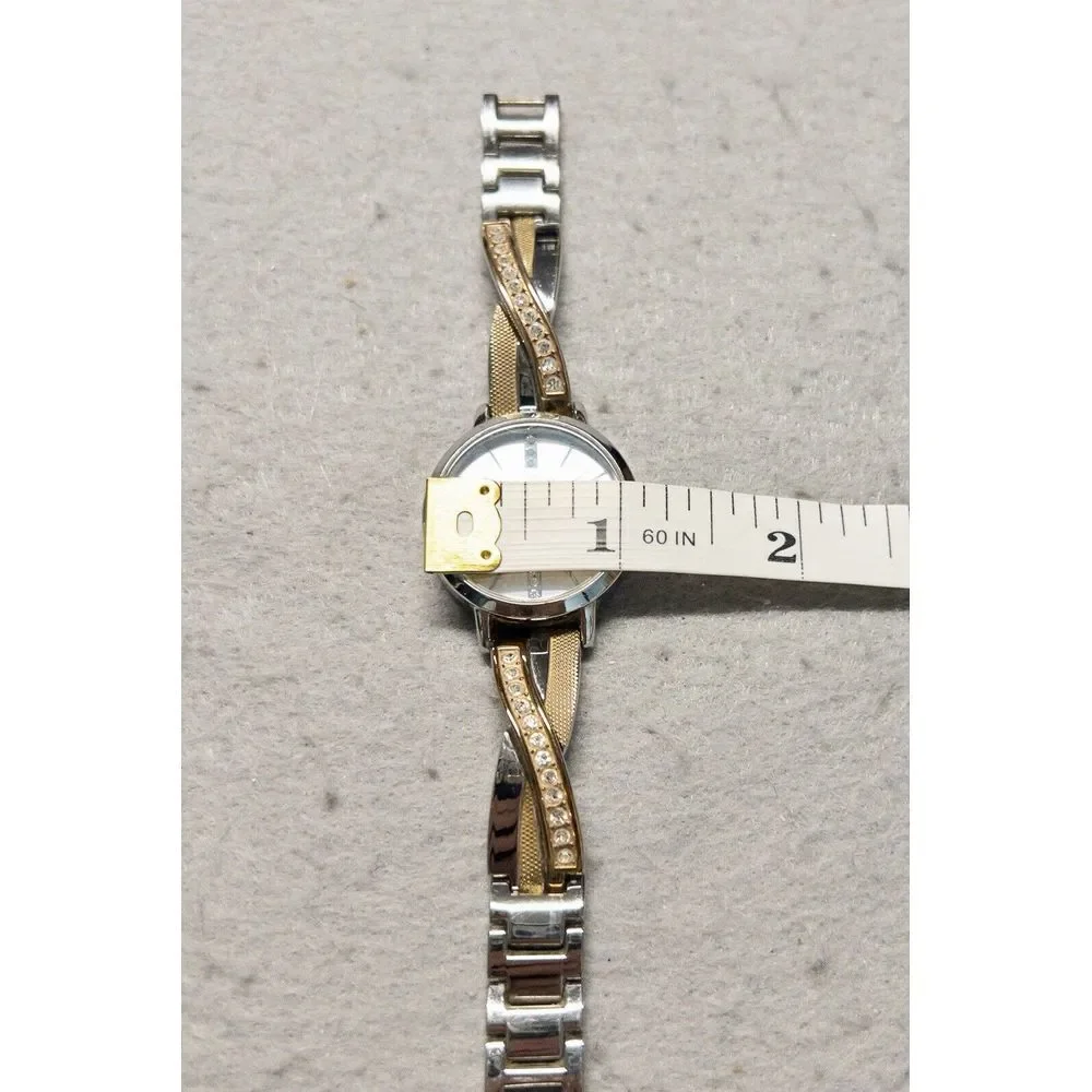 Liz‎ Claiborne LC1220 Japan Movement Diamond Gold Silver Toned Ladies Wristwatch